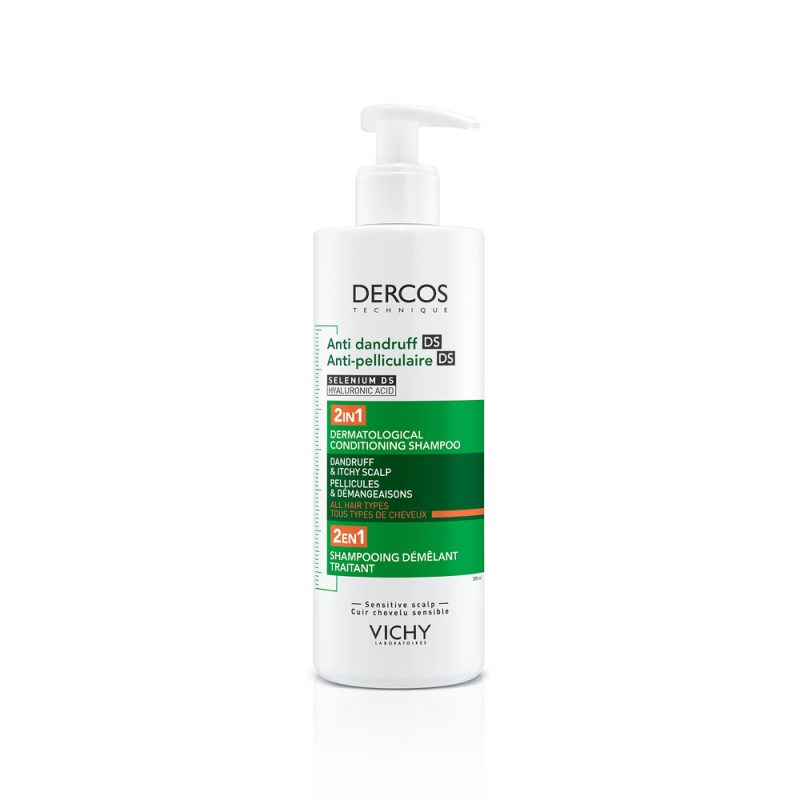 Vichy Dercos DS Интенсивный увлажняющий шампунь-уход для волос против перхоти и себореи 2в1, 390 мл