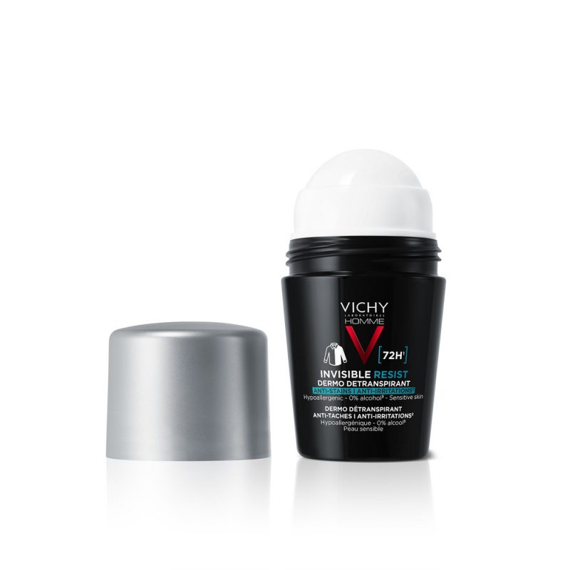 Vichy Homme Мужской шариковый дезодорант-антиперспирант Invisible, защита от пота 72 часа, 50 мл